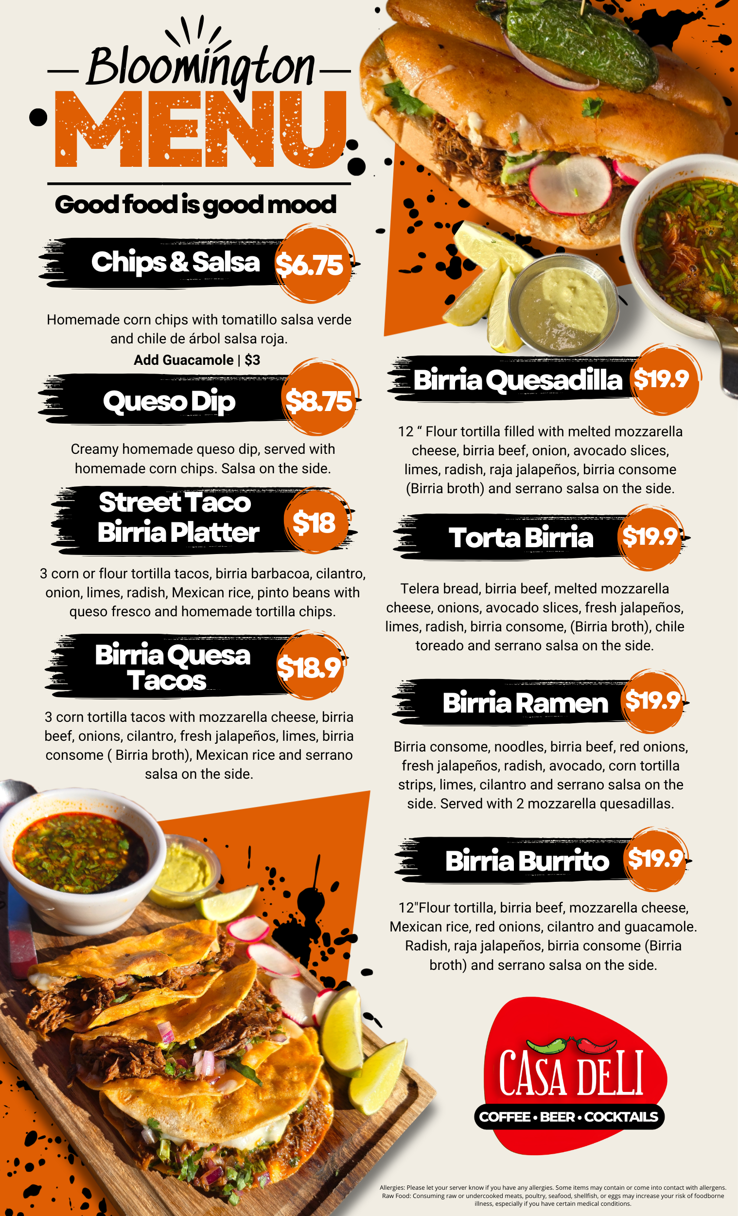 Menu Bloomington